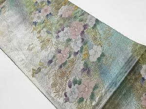 リサイクル　引箔椿・桜に松模様織出し袋帯